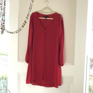 White House Black Market. Red chiffon dress, size 8.